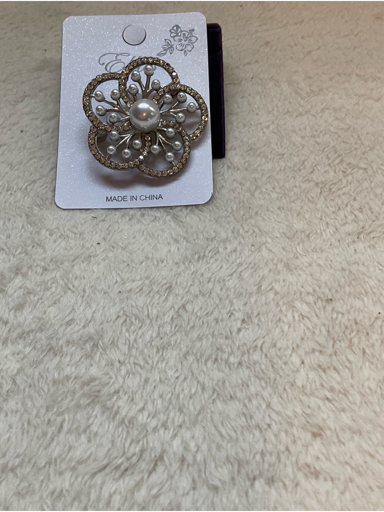 Gold And White Floral Pearl Brooch Pin